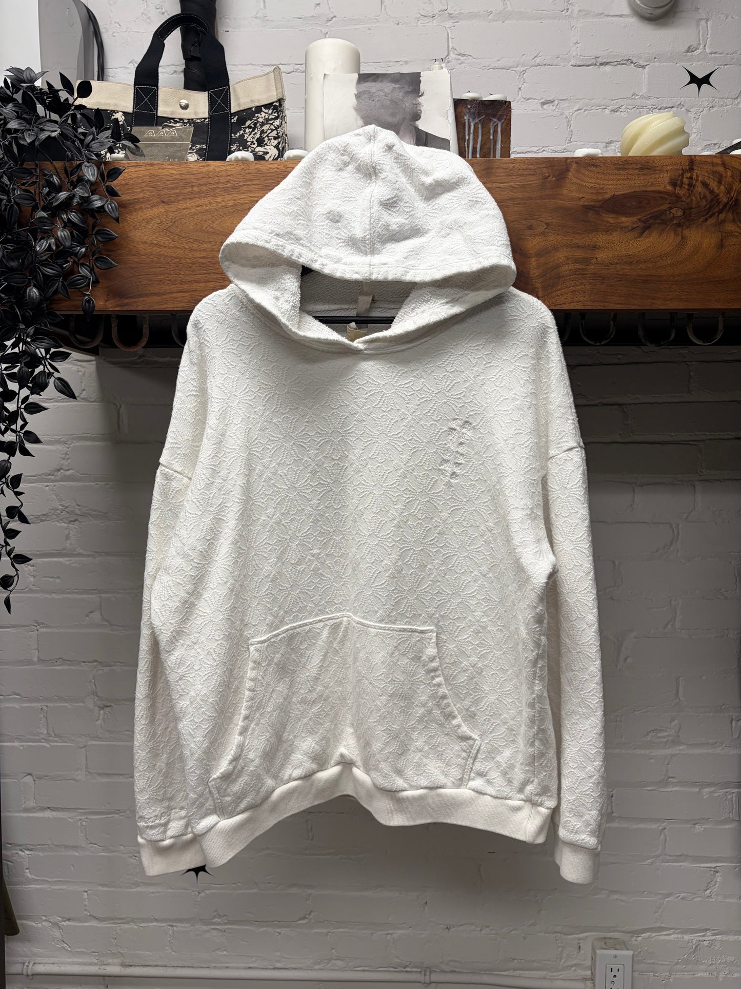 Chrome Hearts Towel Jacquard Plus Cross White Pullover Hoodie