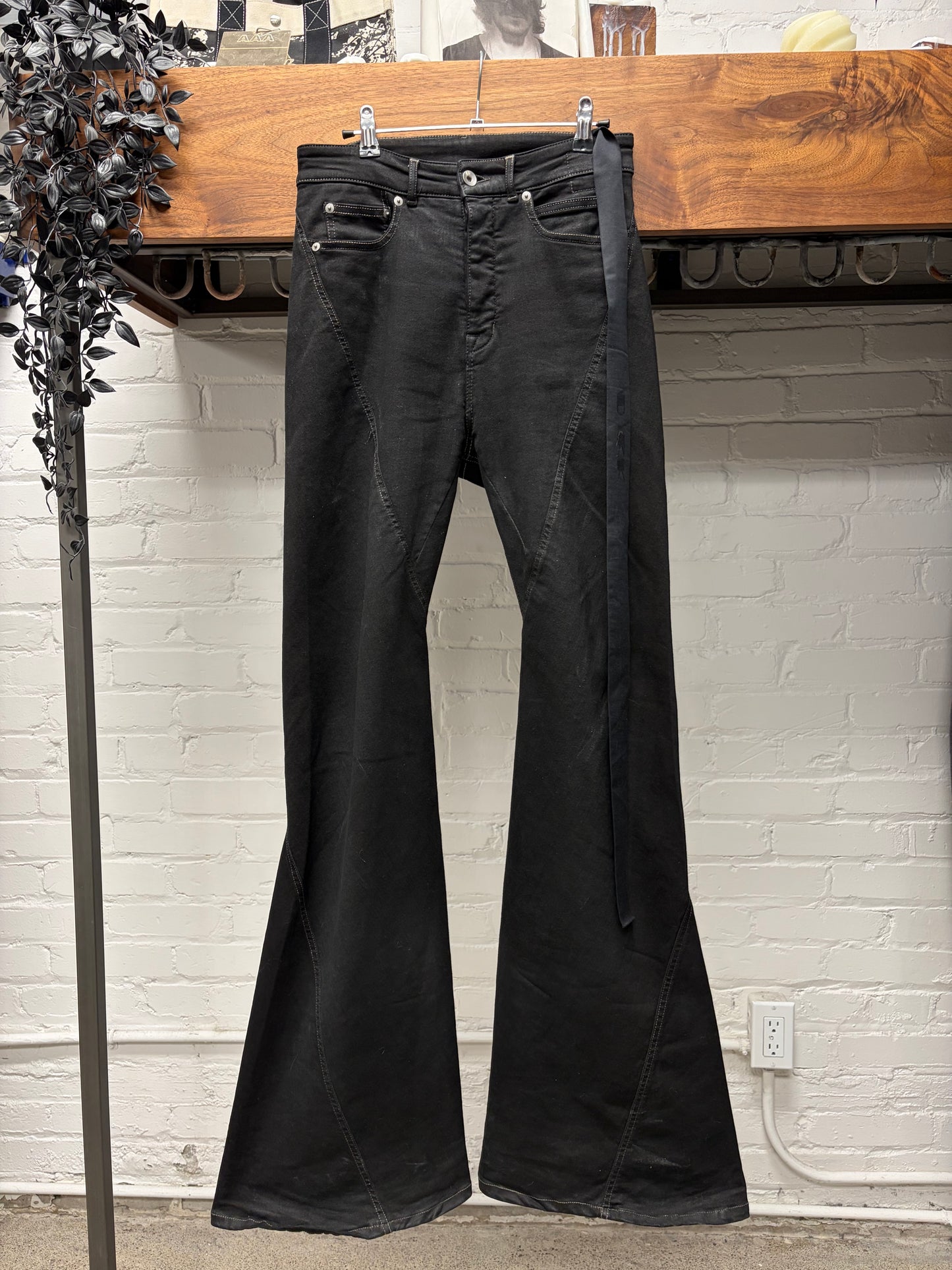 Rick Owens DRKSHDW ‘Bias’ Black Flared Leg Denim