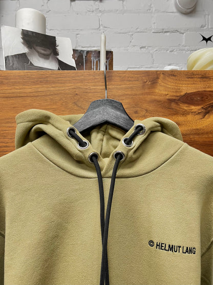 Helmut Lang Olive Green Basic Logo Hoodie