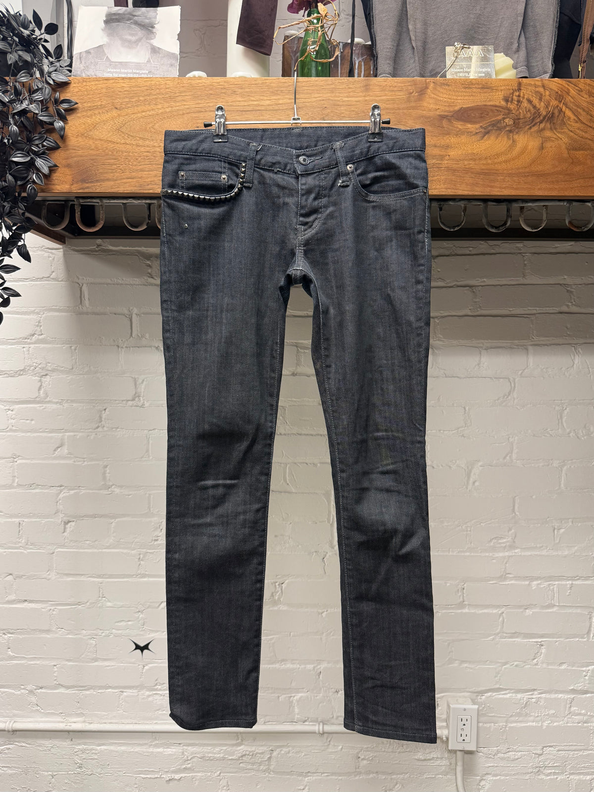 2000s Hysteric Glamour Studded Black Skinny Jeans