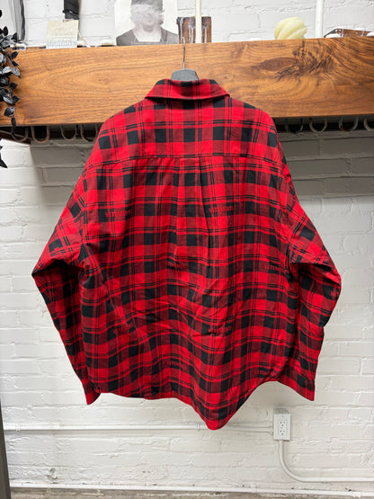 Vetements Embroidered Logo Quilted Red/Black Oversized Flannel Shirt