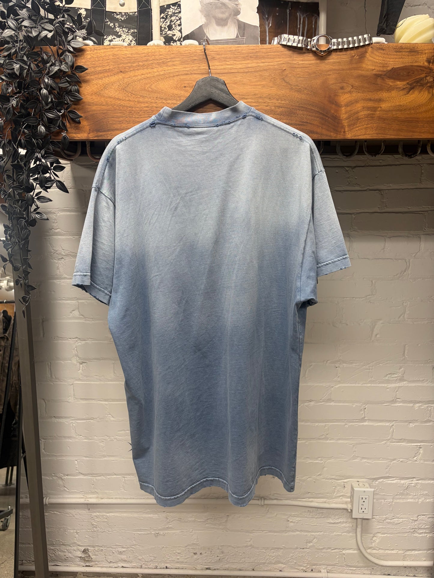 AW2023 Balenciaga ‘Paris Moon’ Distressed Blue Oversized T-Shirt