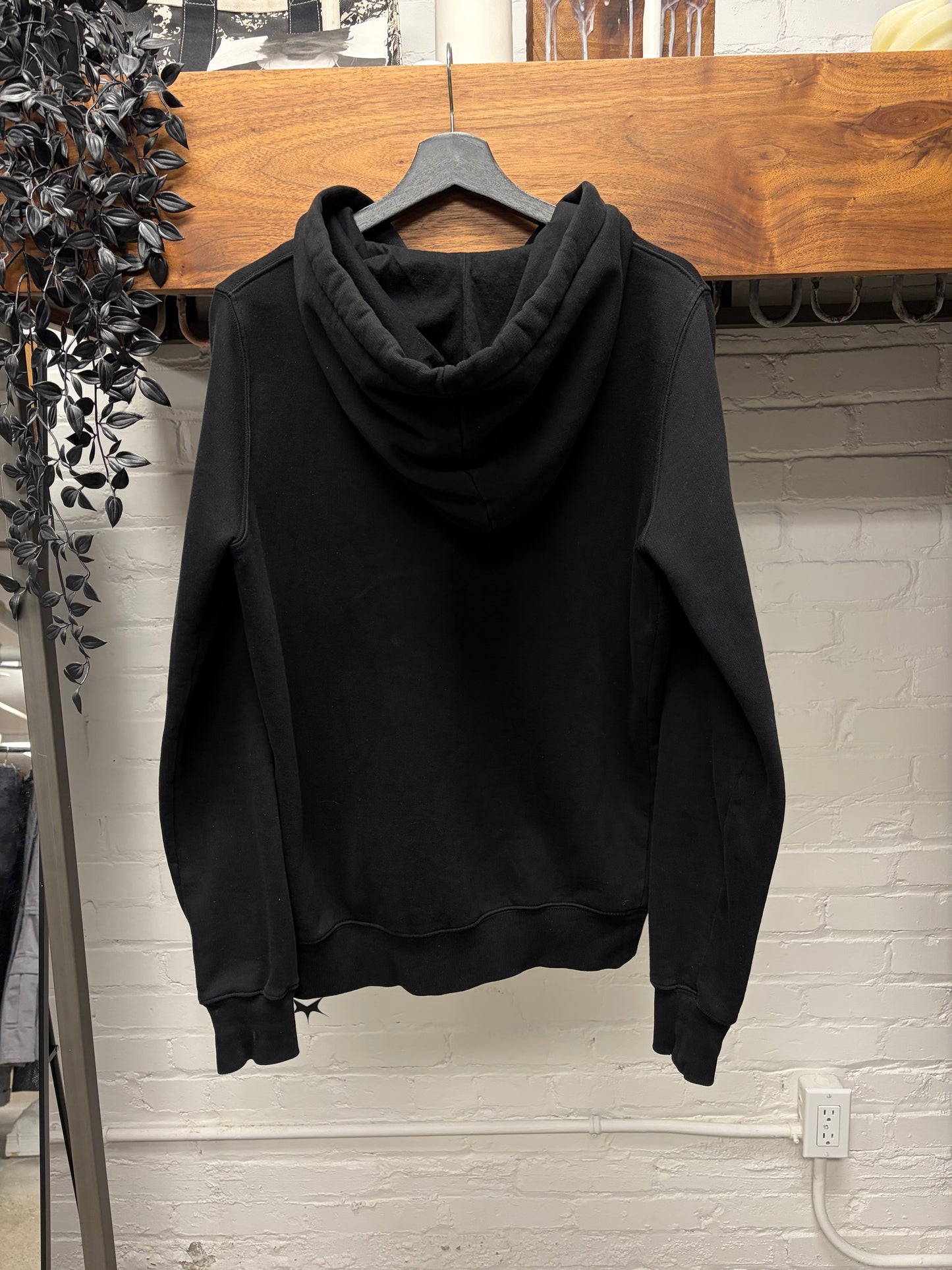 2016 Rick Owens Patchwork ‘Jason’ Black Drawstring Hoodie