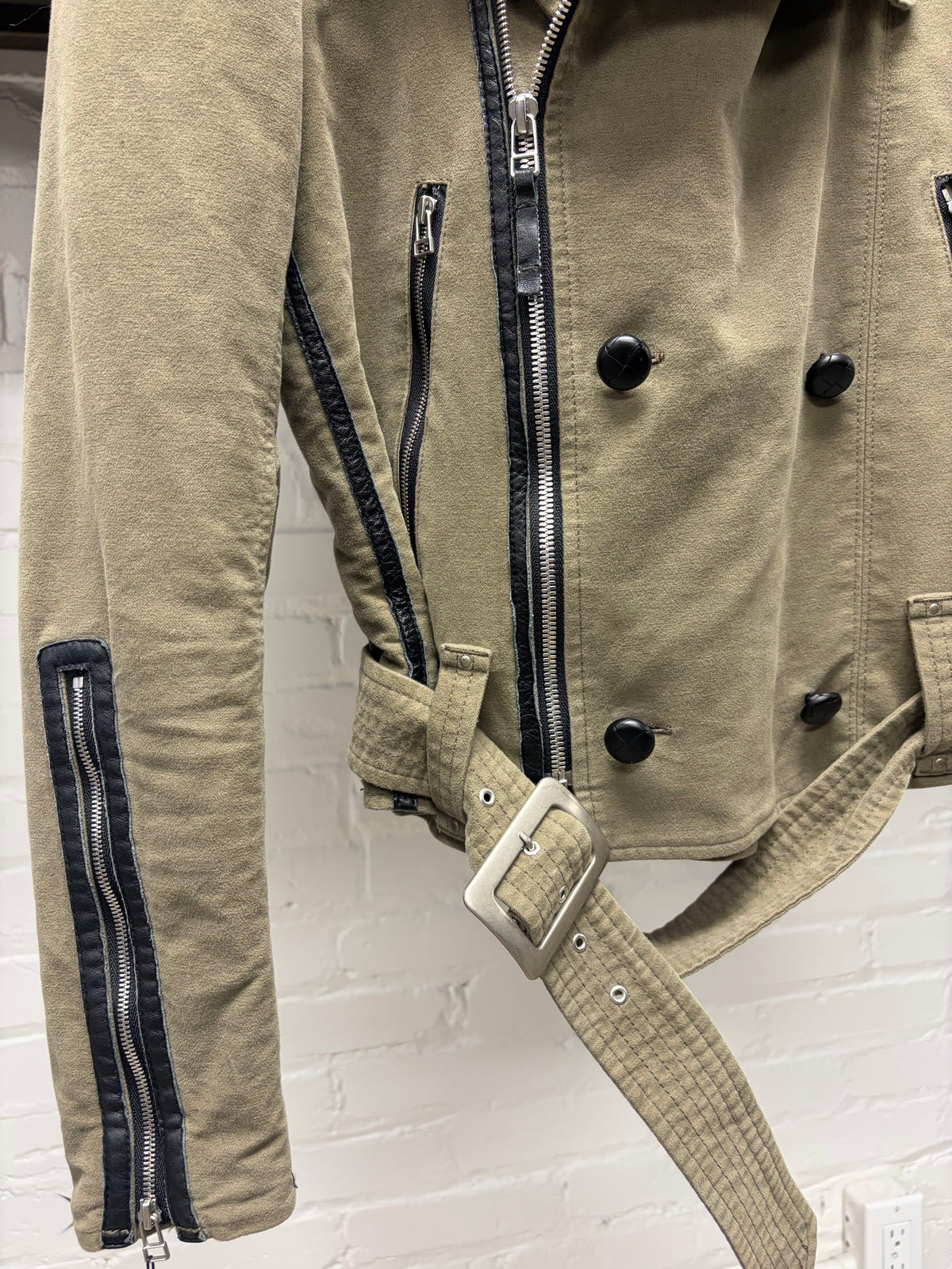 Helmut Lang Suede Quilted Liner Perfecto-Zip Biker Jacket