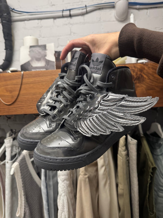 Jeremy Scott x Adidas ‘Wings 1.0’ Molded Silver High Top Sneakers