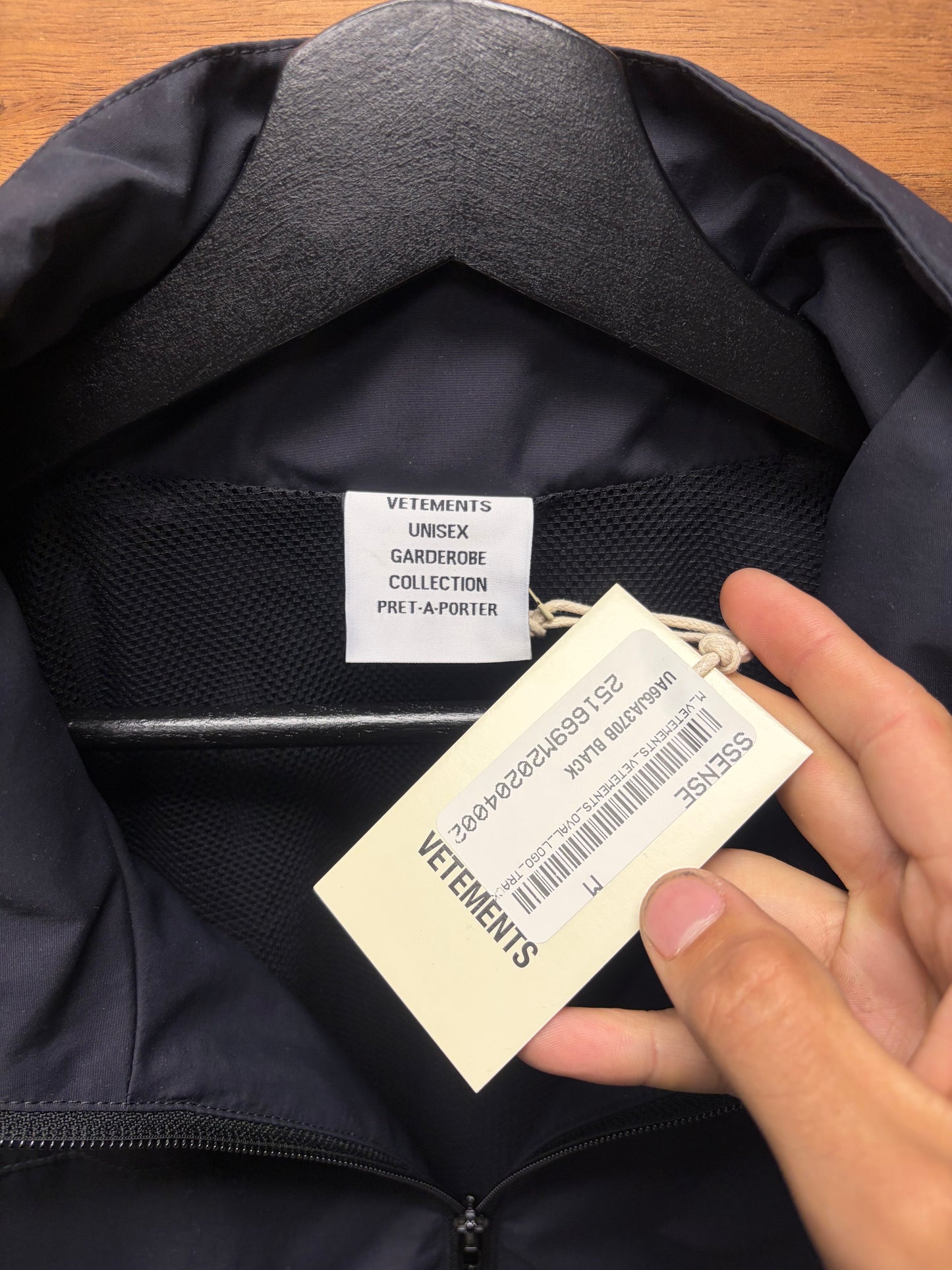 Vetements Embroidered Logo Black Oversized ‘Drop Shoulder’ Track Jacket