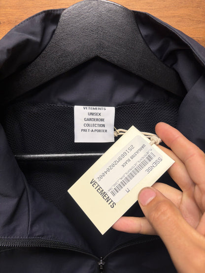 Vetements Embroidered Logo Black Oversized ‘Drop Shoulder’ Track Jacket