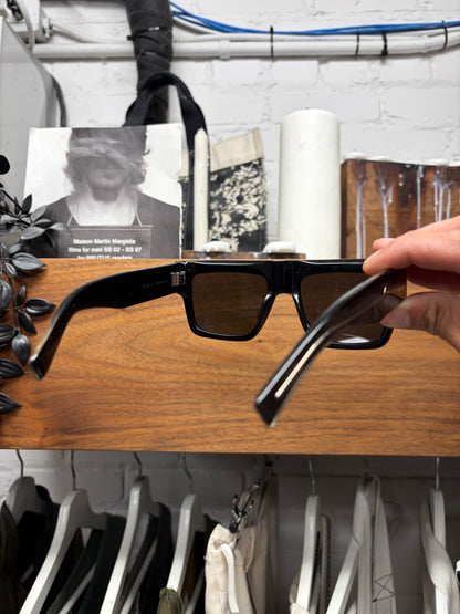 Saint Laurent Matte Black/Silver Box Shaped Black Tint Sunglasses