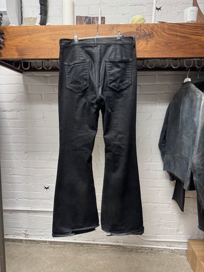 Rick Owens ‘Bolans’ Bootcut Waxed Black Flared Denim