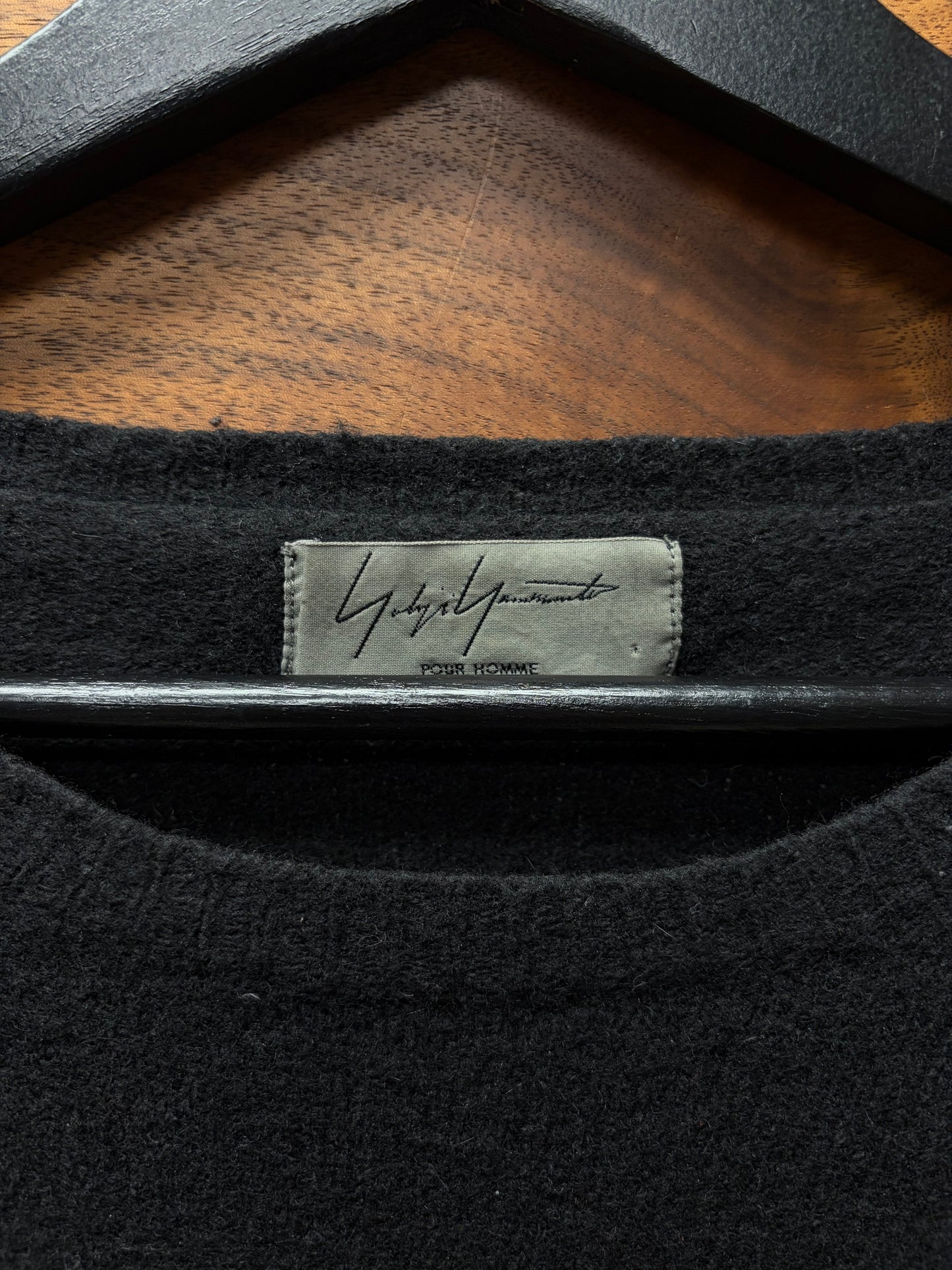 Yohji Yamamoto Pour Homme Boxy/Cropped Black Wool Knit Sweater