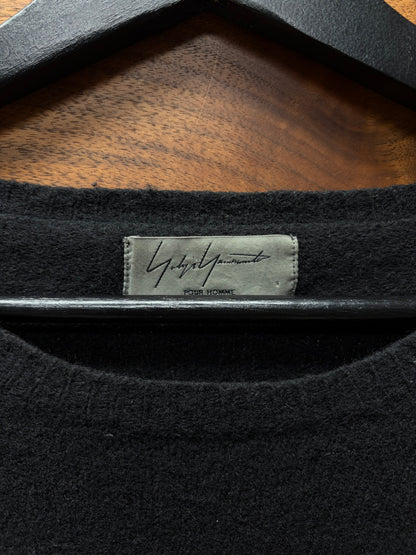 Yohji Yamamoto Pour Homme Boxy/Cropped Black Wool Knit Sweater