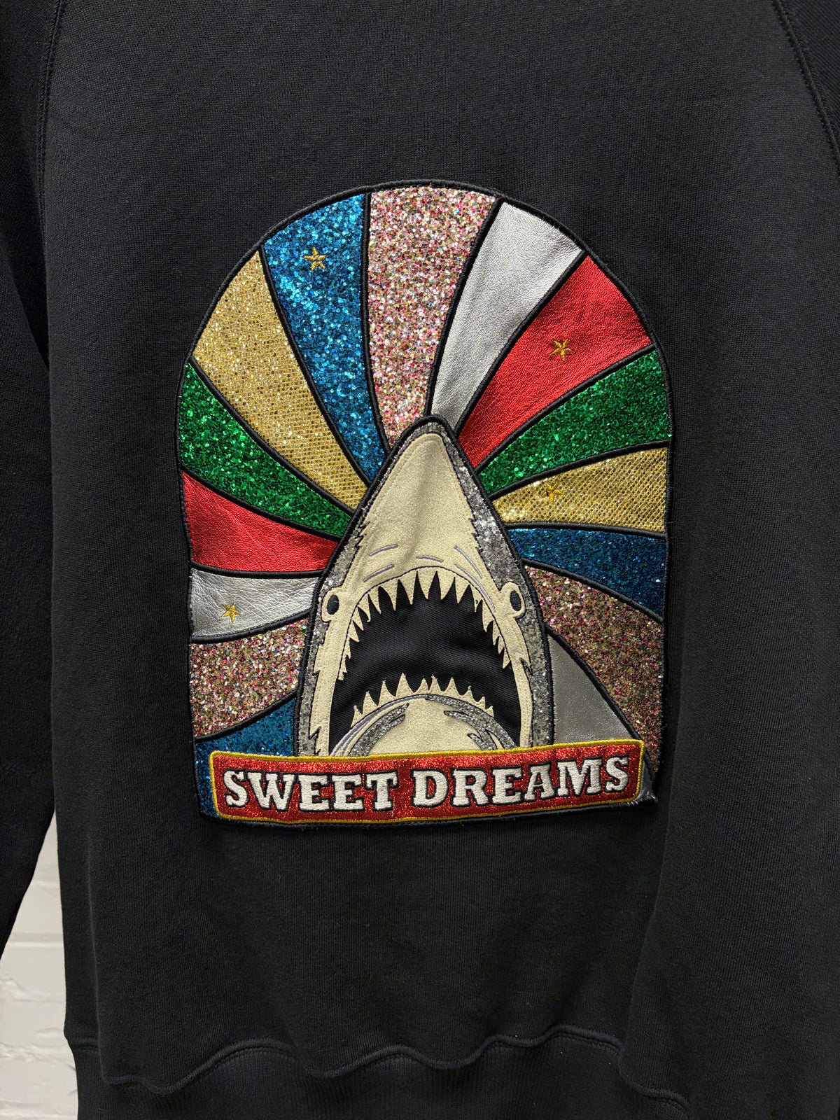 2017 Saint Laurent ‘Sweet Dreams’ Rainbow Shark Patch Sweatshirt