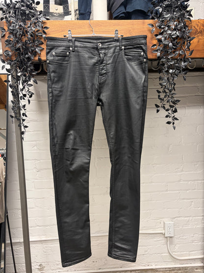 Rick Owens ‘Tyrone Cut’ Waxed Black Skinny Jeans