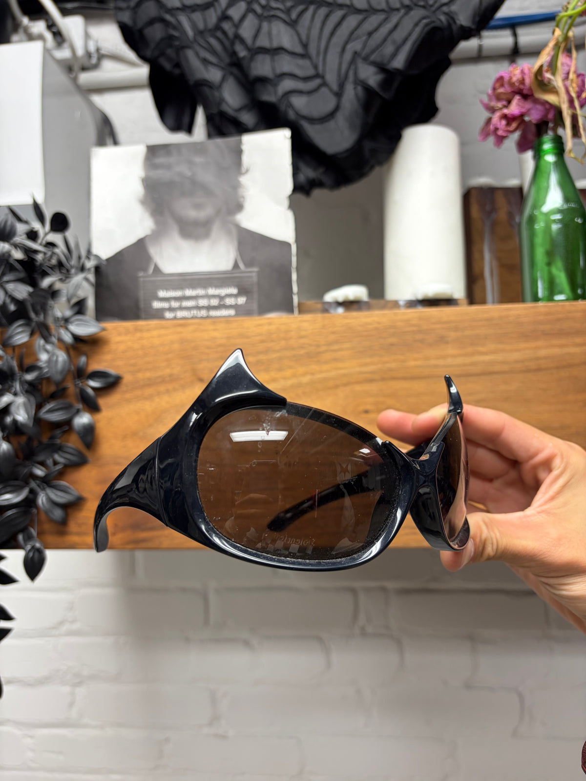 Balenciaga ‘Gotham’ Horned Black Bug Eye Sunglasses