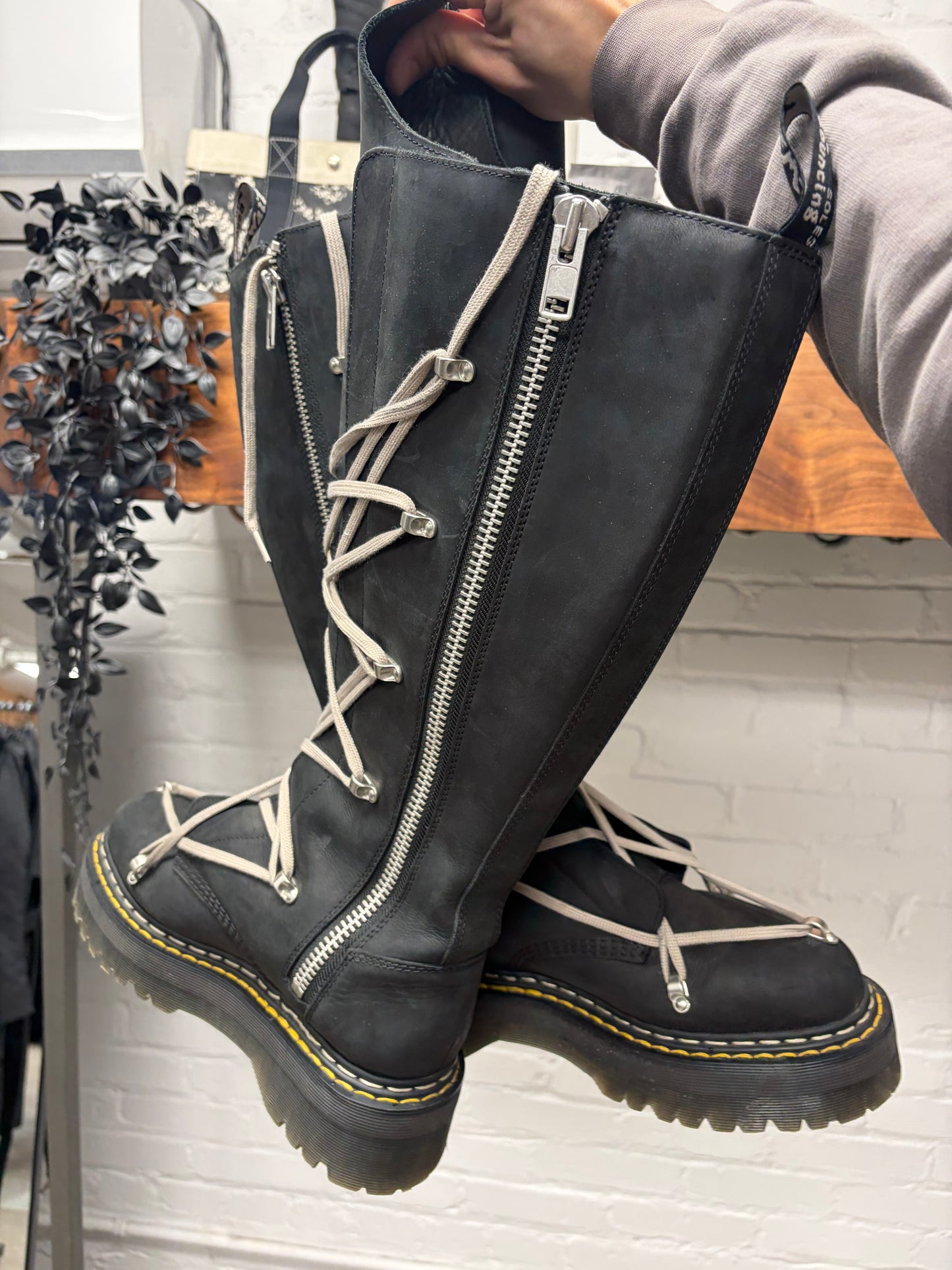Rick Owens x Doc Martens ‘B160’ Quad Sole ‘Pentalace’ Leather Boots