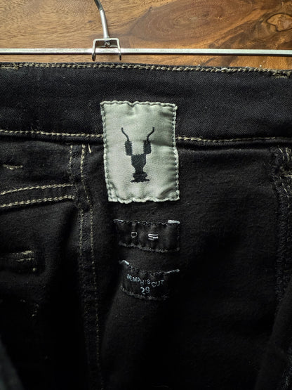 2017 Rick Owens ‘Memphis Cut’ Matte Black Waxed Skinny Denim