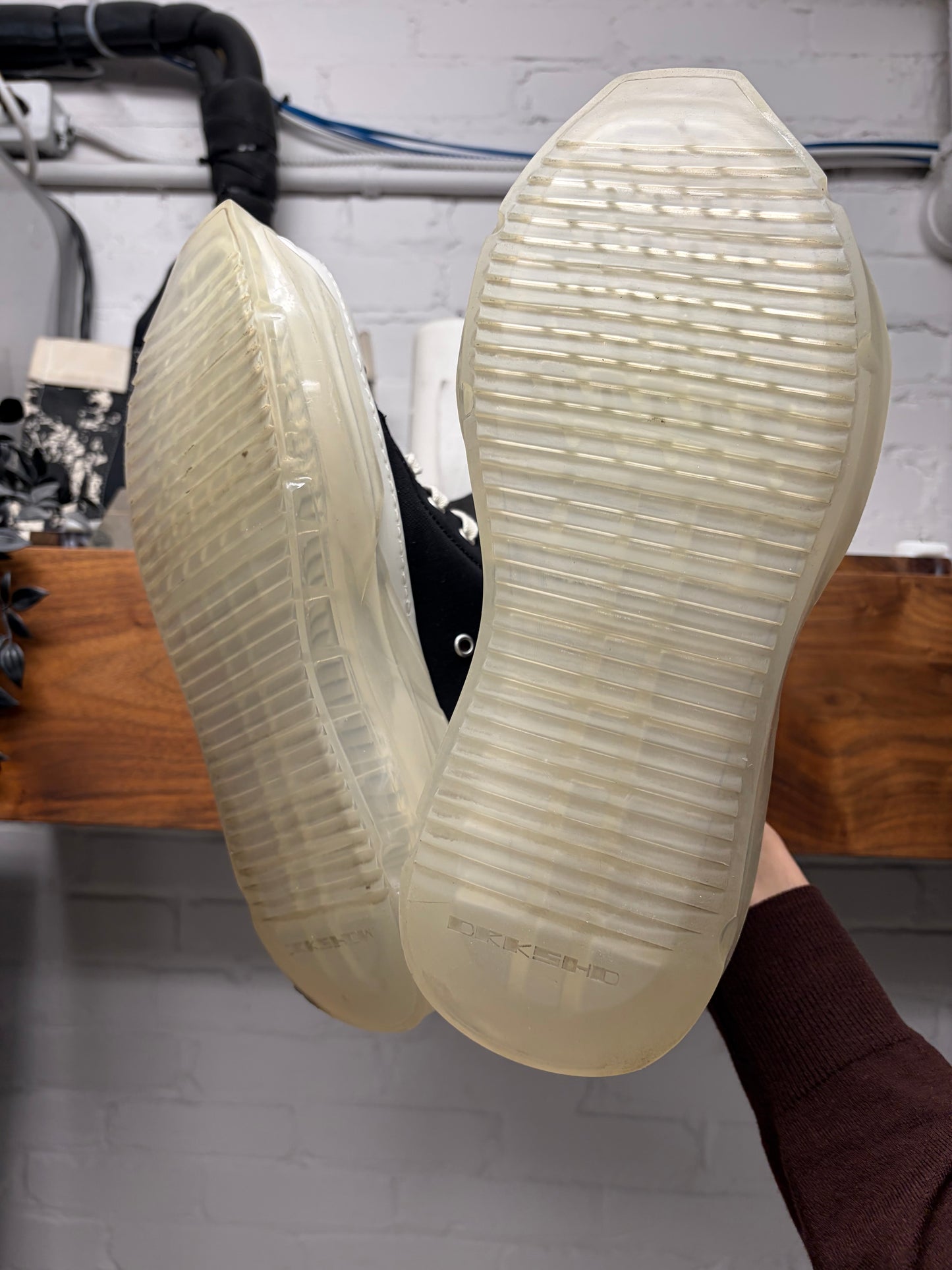 Rick Owens ‘Abstract Sole’ Black Canvas Low Top Sneakers