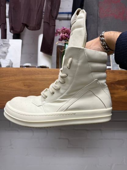 Rick Owens ‘Geobasket’ Milk Leather High Top Sneakers