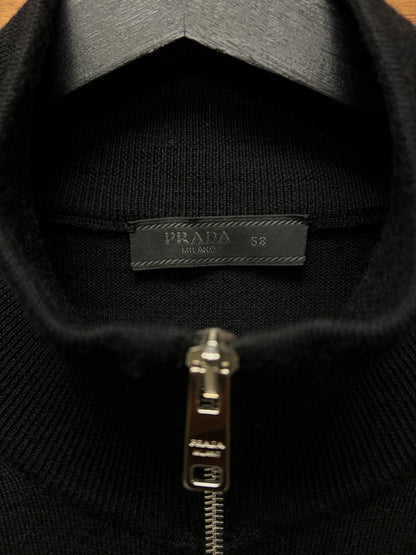 Prada Black Virgin Wool ‘Drivers Knit’ Zip Up Sweater