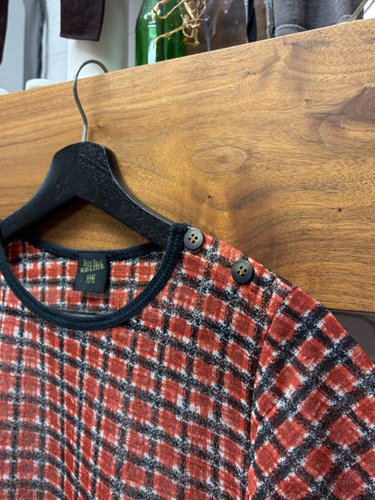 Jean Paul Gaultier Femme Tartan Red/Black Patterned ‘Tight Fit’ Short Sleeve Shirt