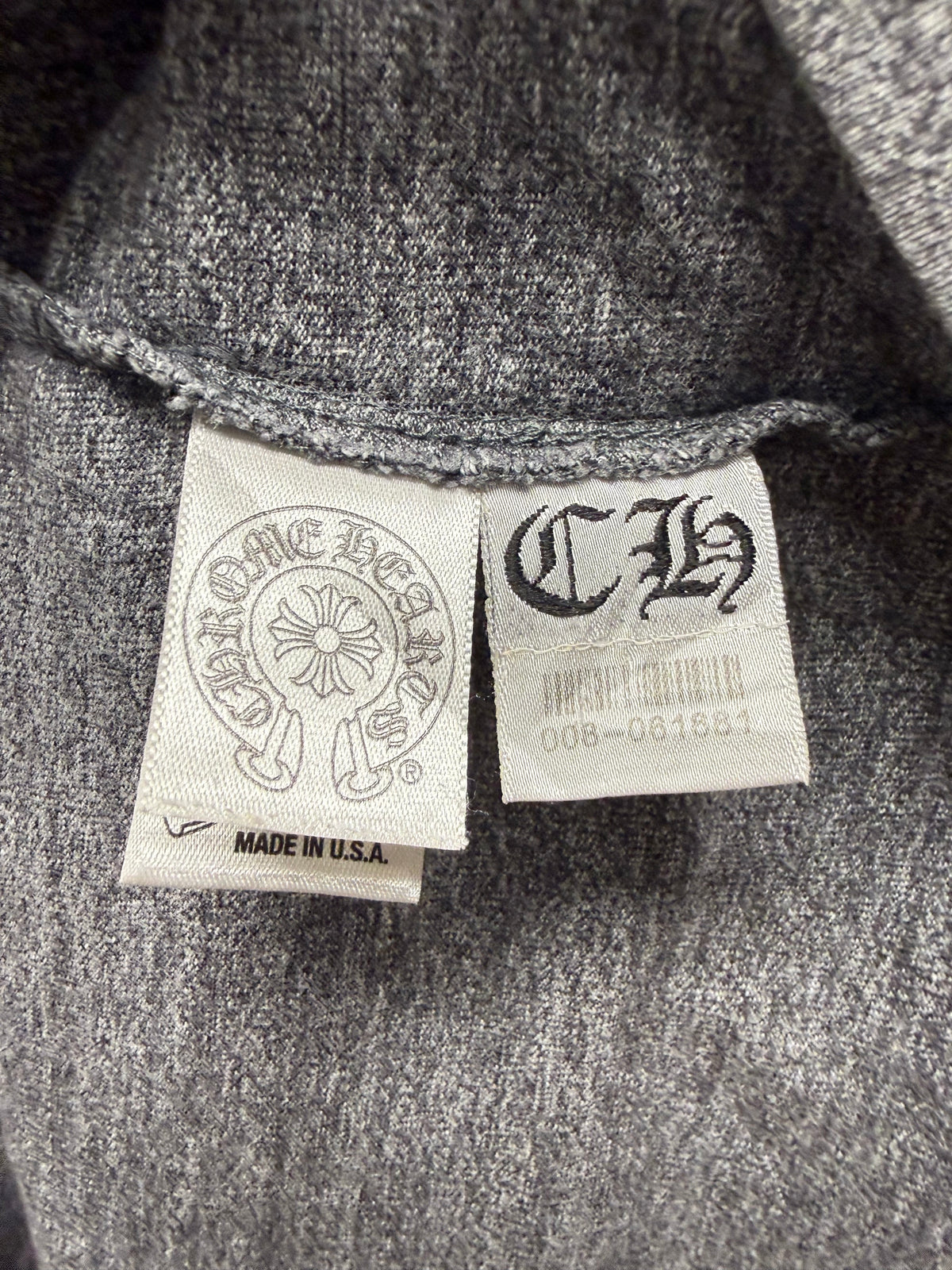 Chrome Hearts ‘Cemetery’ Black Leather Cross Patch Grey Short Sleeve T-Shirt