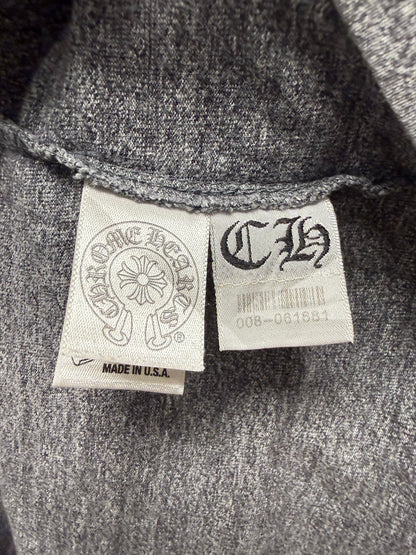 Chrome Hearts ‘Cemetery’ Black Leather Cross Patch Grey Short Sleeve T-Shirt