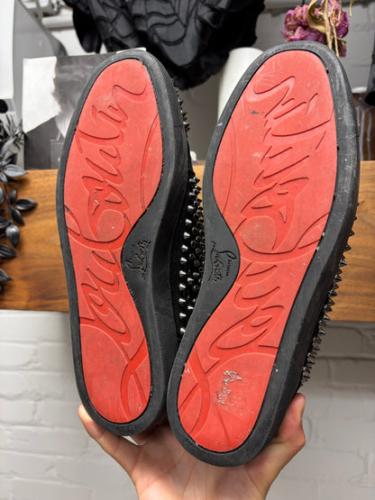 Christian Louboutin ‘Junior Spikes’ Black High Top Red Bottom Sneakers