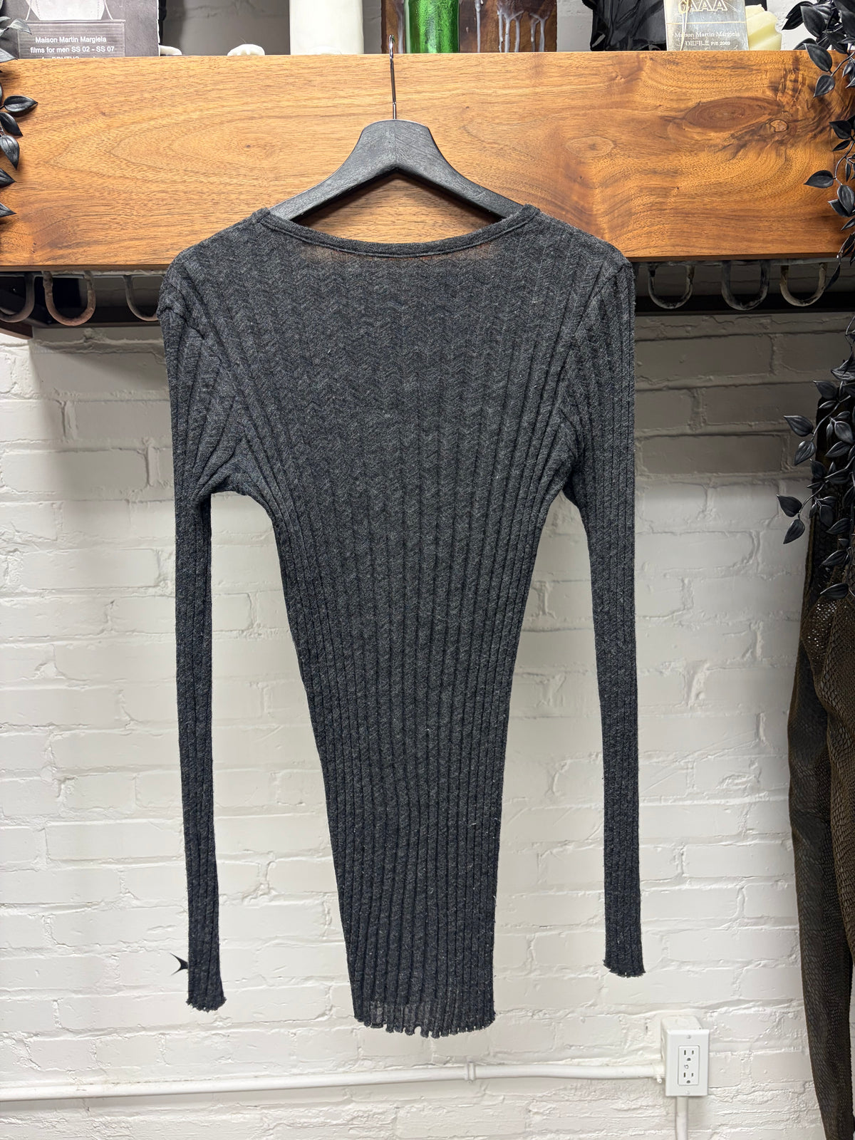 Yohji Yamamoto ‘Y’s’ Ribbed Grey Stretch Fit Wool Knit Sweater