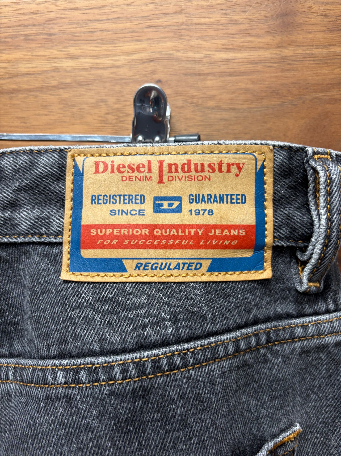 Diesel ‘D-Rise 007F6’ Distressed Grey Wide Leg Denim