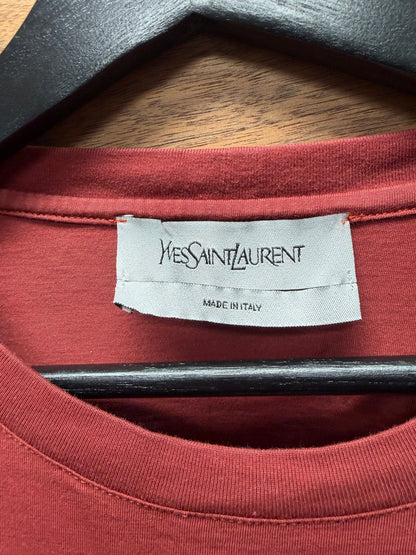 2000s Saint Laurent ‘Rive Gauche’ YSL Logo Red/Grey Short Sleeve Shirt