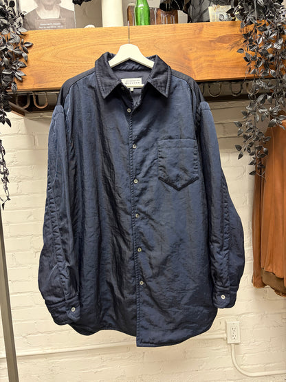 2022 Maison Margiela Padded Navy Blue Oversized Button Up Shirt