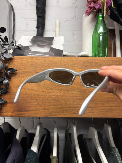 Balenciaga ‘Swift’ Metallic Silver Oval Shape Sunglasses