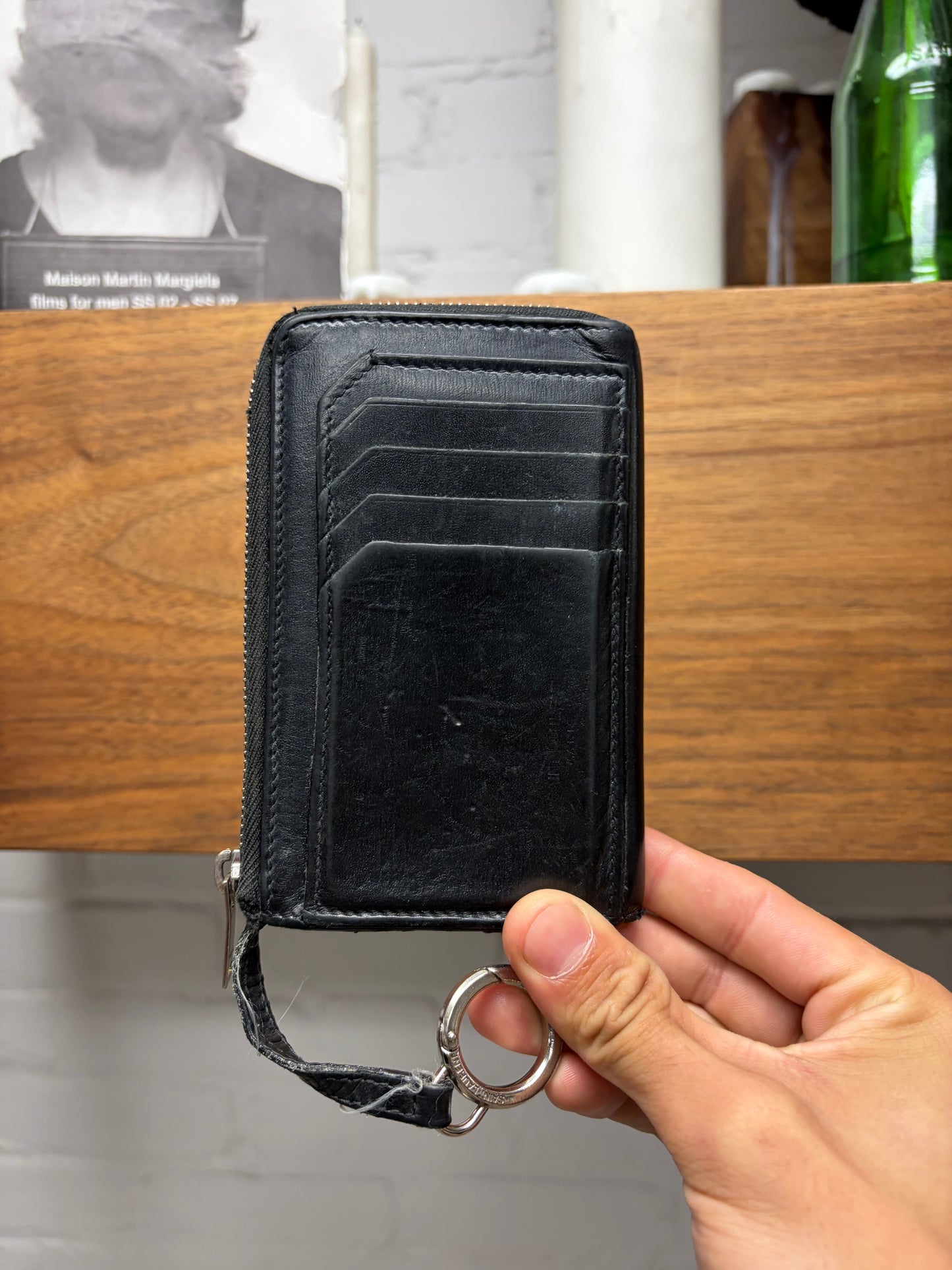Saint Laurent Black Leather Cardholder Wallet with Keyring