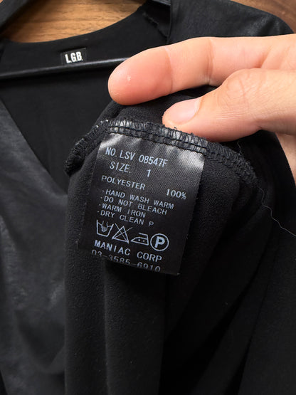 L.G.B. Waxed Black V-Neck Long Sleeve Shirt