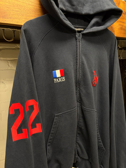 2022 Balenciaga Navy Blue ‘Polo’ Zip Up Oversized Hoodie