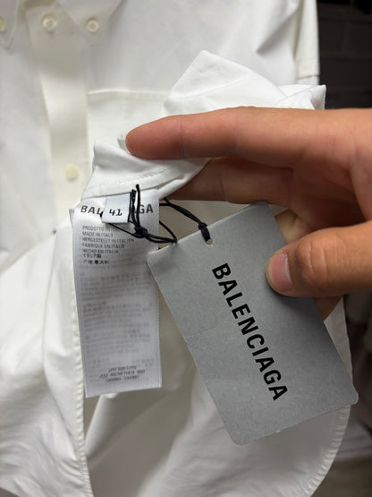 2020 Balenciaga ‘Soccer Sponsor’ Oversized White Button Down Jersey Shirt
