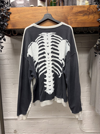 Kapital ‘Bone’ Sun Faded Blue/Yellow Split Cotton Sweatshirt