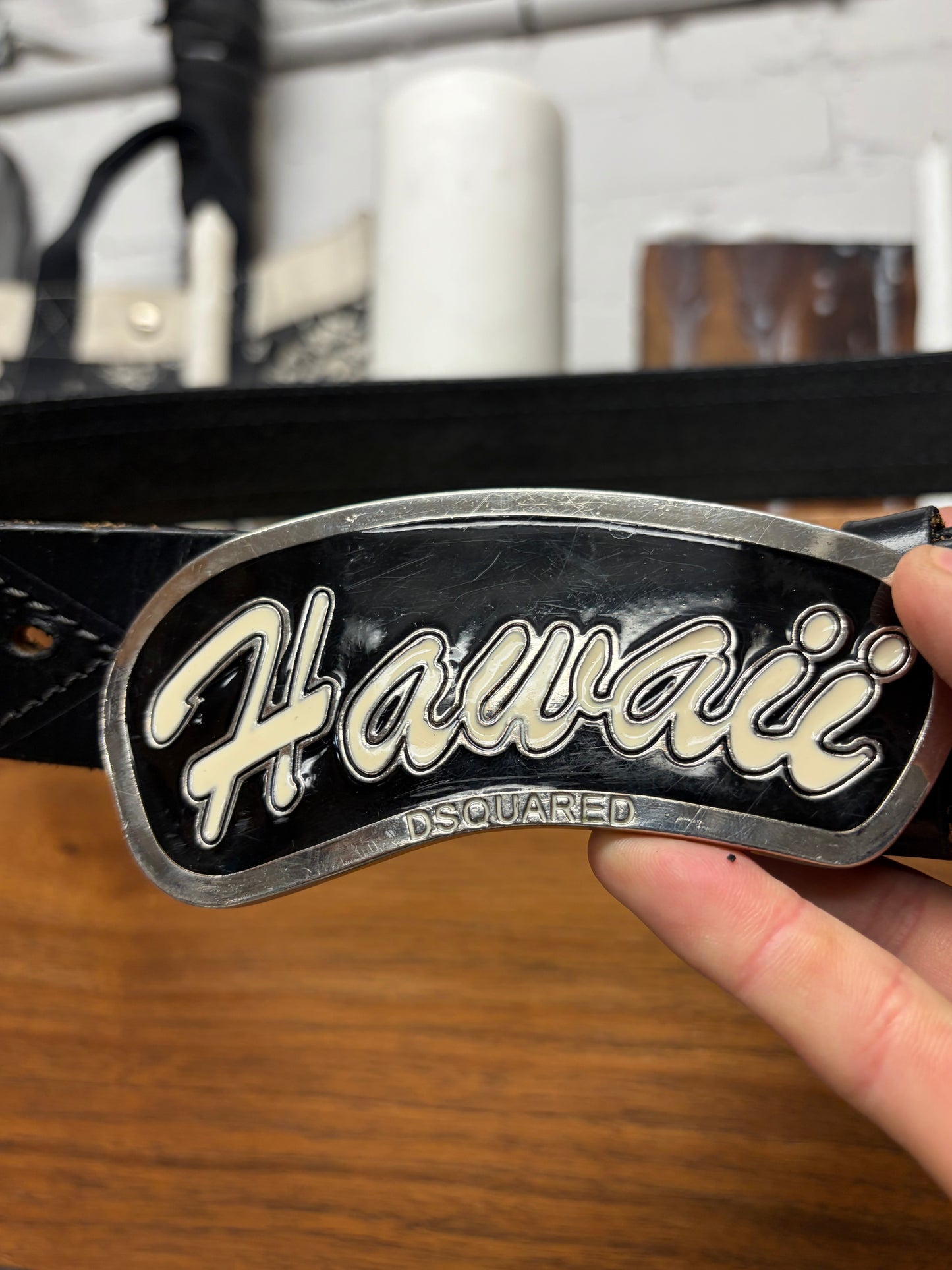 SS2005 Dsquared2 ‘Hawaii’ Tropical Buckle Leather Belt