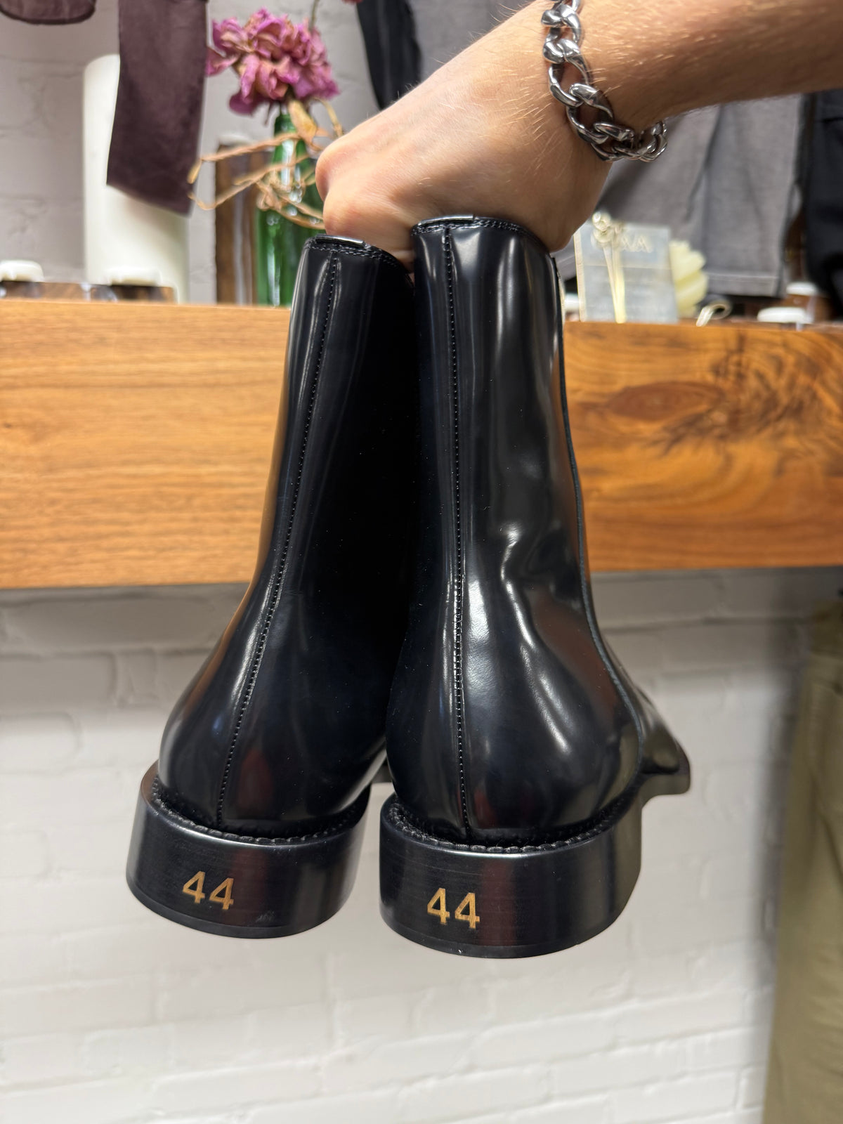 Balenciaga Polished Black Calfskin Leather ‘Rim’ Chelsea Boots
