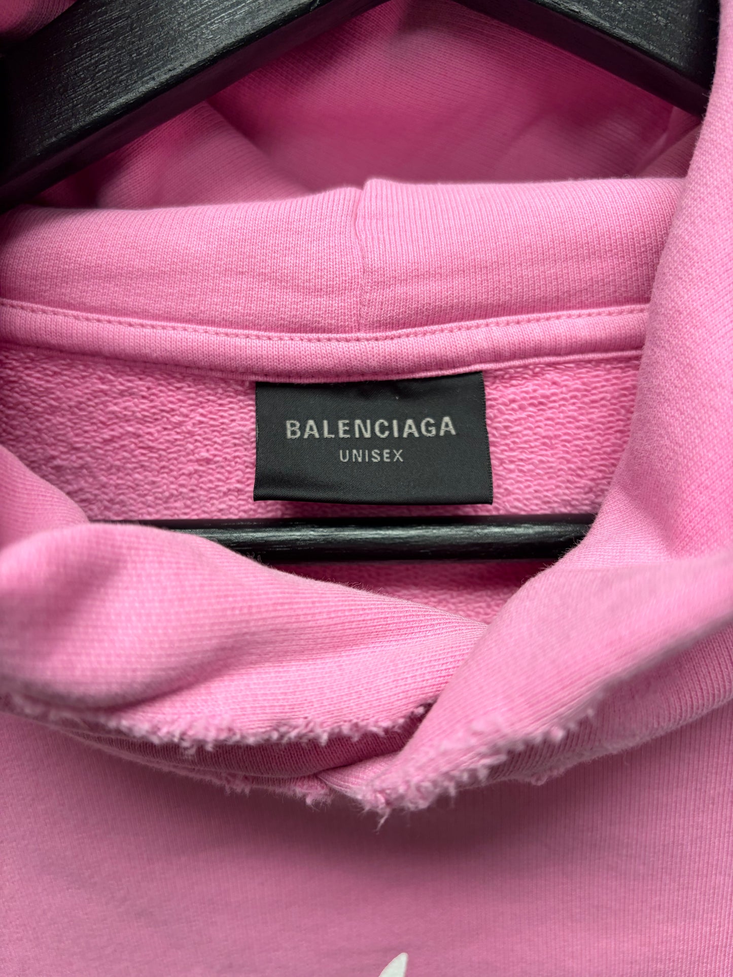 AW2024 Balenciaga ‘No Logo’ Distressed Pink Pullover Hoodie