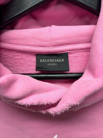 AW2024 Balenciaga ‘No Logo’ Distressed Pink Pullover Hoodie