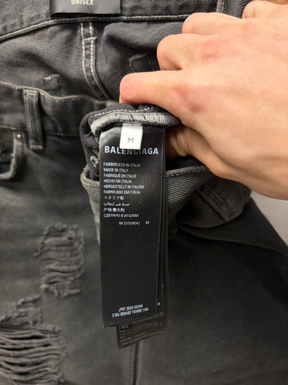 Balenciaga ‘Destroy’ Dirt Washed Black Distressed Flared Denim