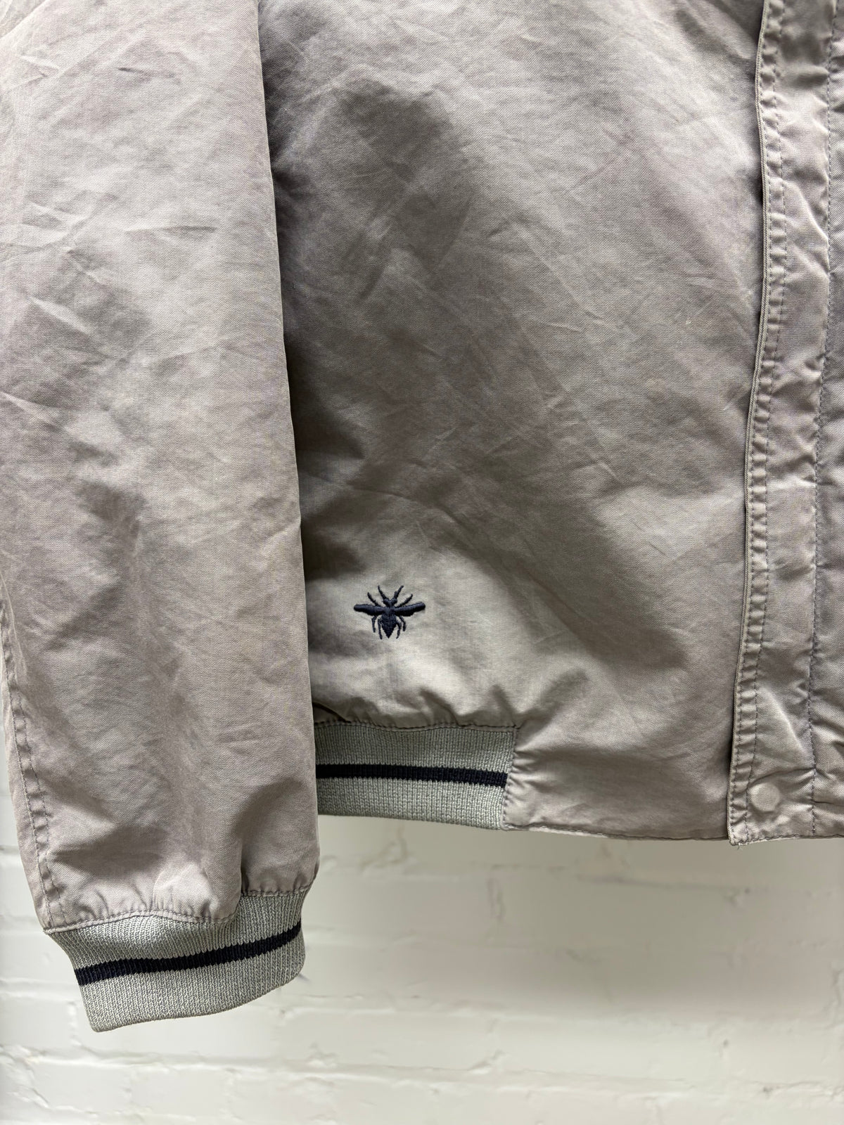 Dior Homme ‘Bee’ Embroidered Logo Grey Bomber Jacket