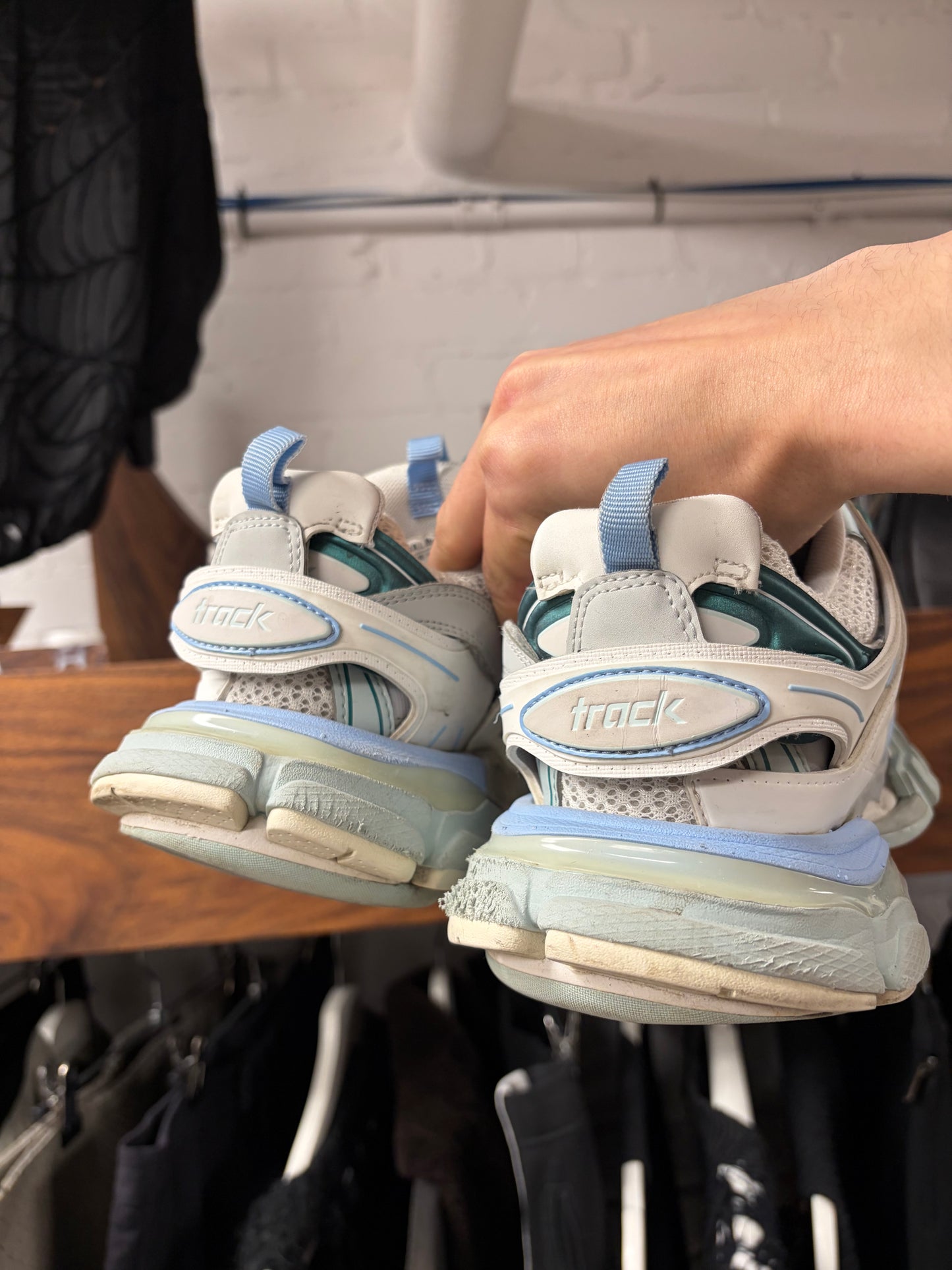 Balenciaga ‘Track Runner’ White/Blue Low Top Sneakers