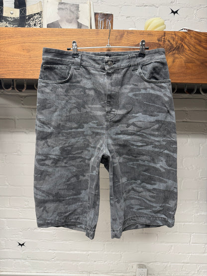 SS2021 Balenciaga Camo Heavyweight Denim Shorts