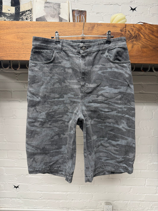 SS2021 Balenciaga Camo Heavyweight Denim Shorts