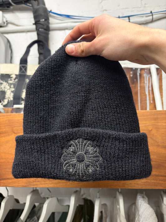 Chrome Hearts Plus Cross Ribbed Black Beanie