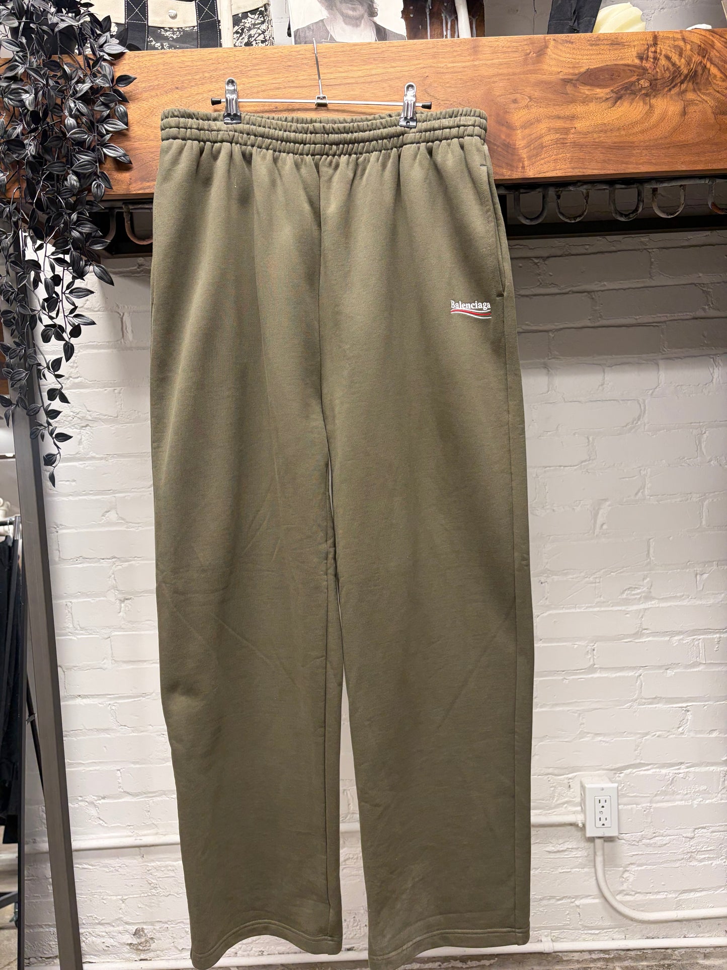 2022 Balenciaga ‘Campaign Logo’ Forest Green Wide Leg Sweatpants