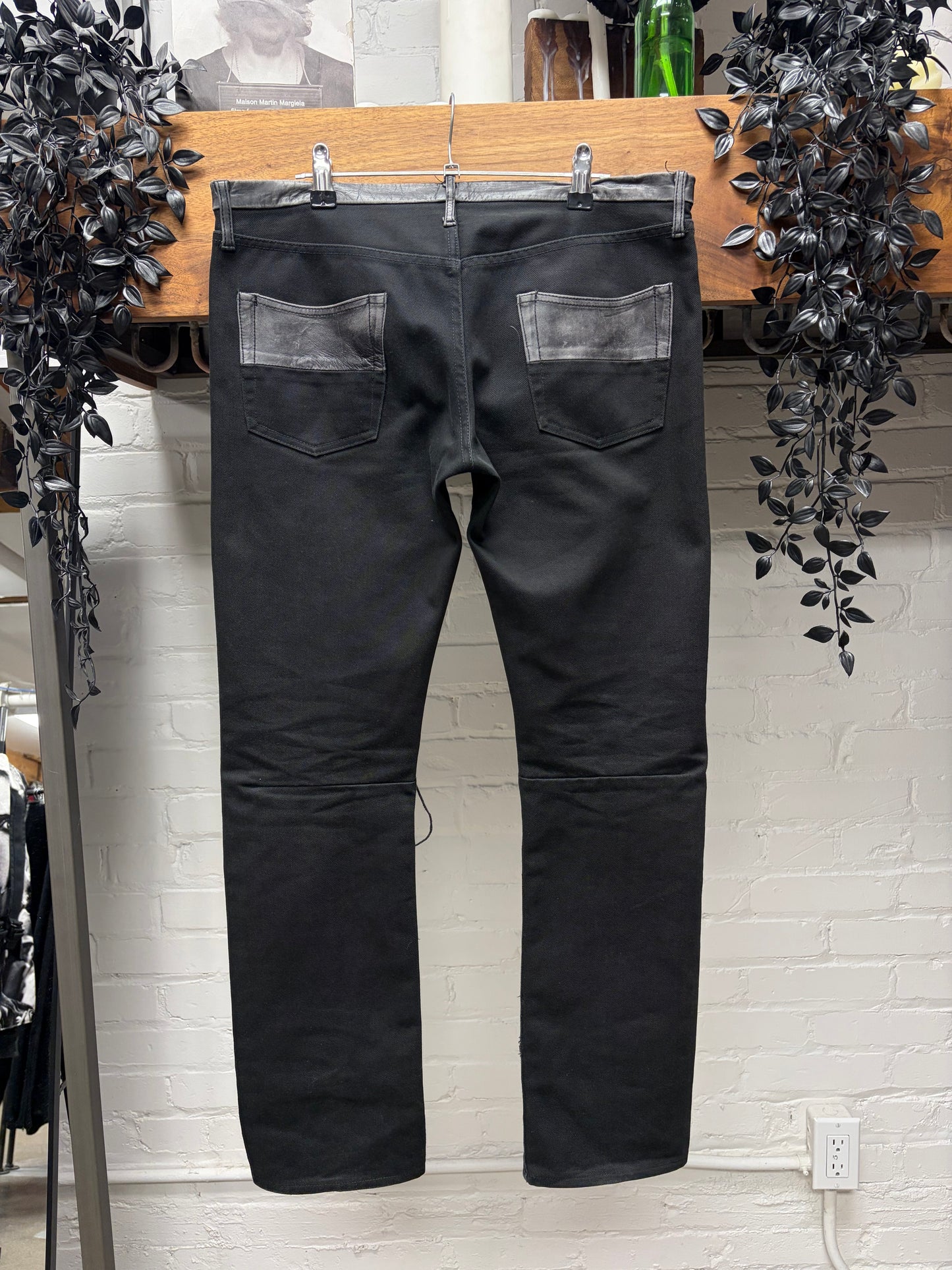 AW2005 Undercover ‘Arts & Crafts’ Leather ‘Cummerbund’ Skinny Jeans