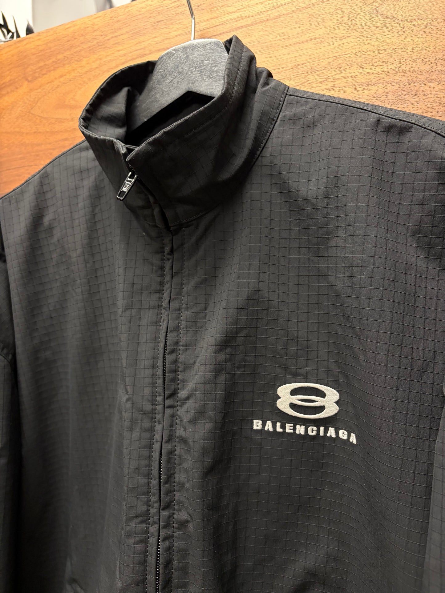Balenciaga ‘Kick Logo’ Black Ripstop ‘Cocoon’ Jacket
